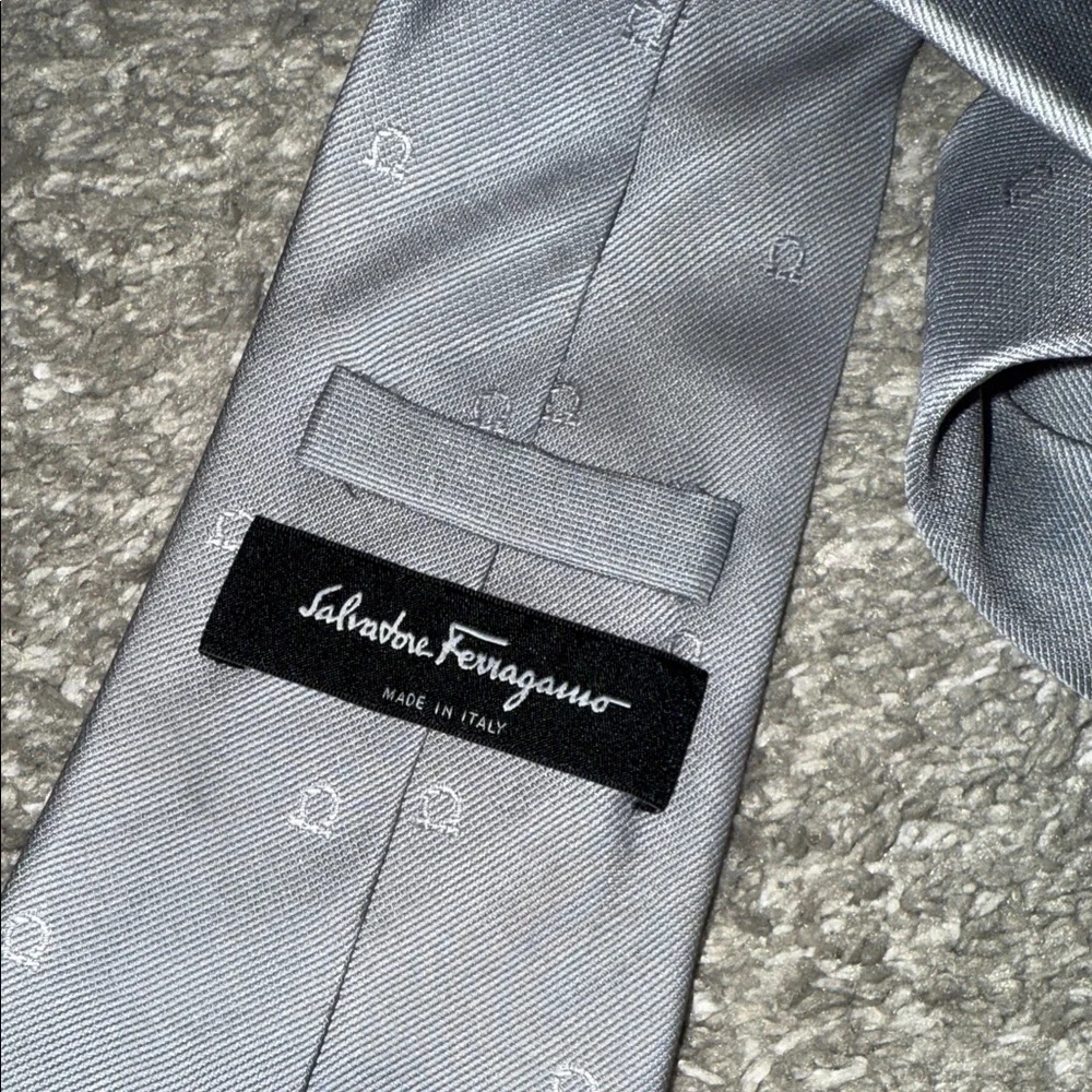 Salvatore Ferragamo Silver Tie with Subtle Pattern - Picture 6 of 6